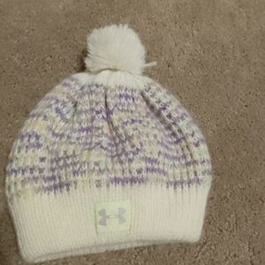Under Armour White and Purple Knit Beanie